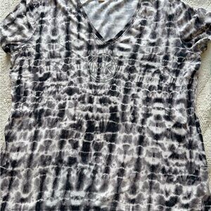 Michael Kors Black and Gray Tie-Dye Tee